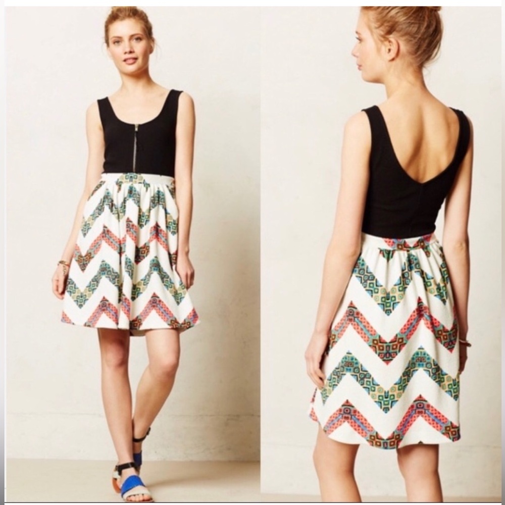 Anthropologie Maeve Amapola chevron textured dress